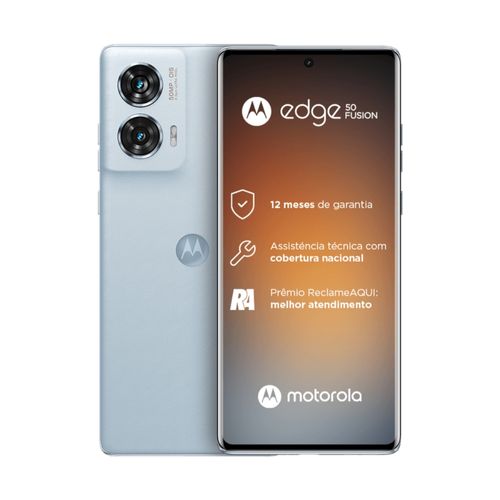 Smartphone Motorola Edge 50 Fusion 5G 256GB 16GB RAM Boost Câmera Dupla 50MP + 13MP Selfie 32MP Tela 6.7" Light Blue - Vegan Leather