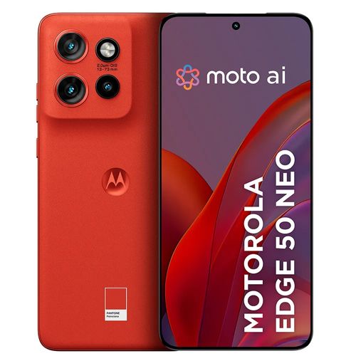 Smartphone Motorola Edge 50 Neo 5G - 256GB 16GB (8GB RAM+8GB Ram Boost) 50MP Sony Camera Moto AI Ultra resistência militar - Poinciana Vegan Leather